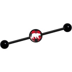 14G Red Black Plaid Polar Bear Black Industrial Barbell 37mm