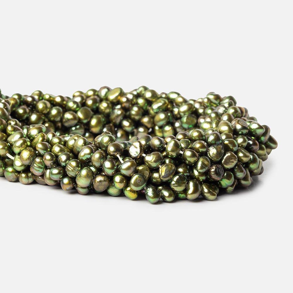 Avocado Green Baroque Freshwater Pearl Beads 15 inch 75 beads 6x5mm