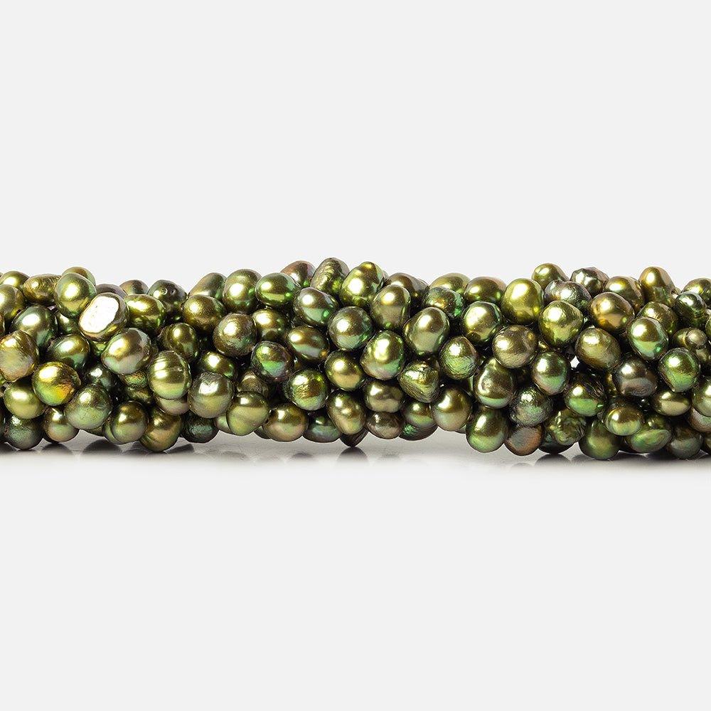 Avocado Green Baroque Freshwater Pearl Beads 15 inch 75 beads 6x5mm