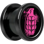 Pink Grenade Black Anodized Screw Fit Plug Set 1/2