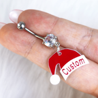 Custom Santa Hat Personalized Dangle Belly Ring
