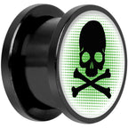 Green Black Skull Black Anodized Screw Fit Plug Set 9/16