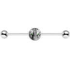 14G Black White Tiger Eyes Industrial Barbell 37mm