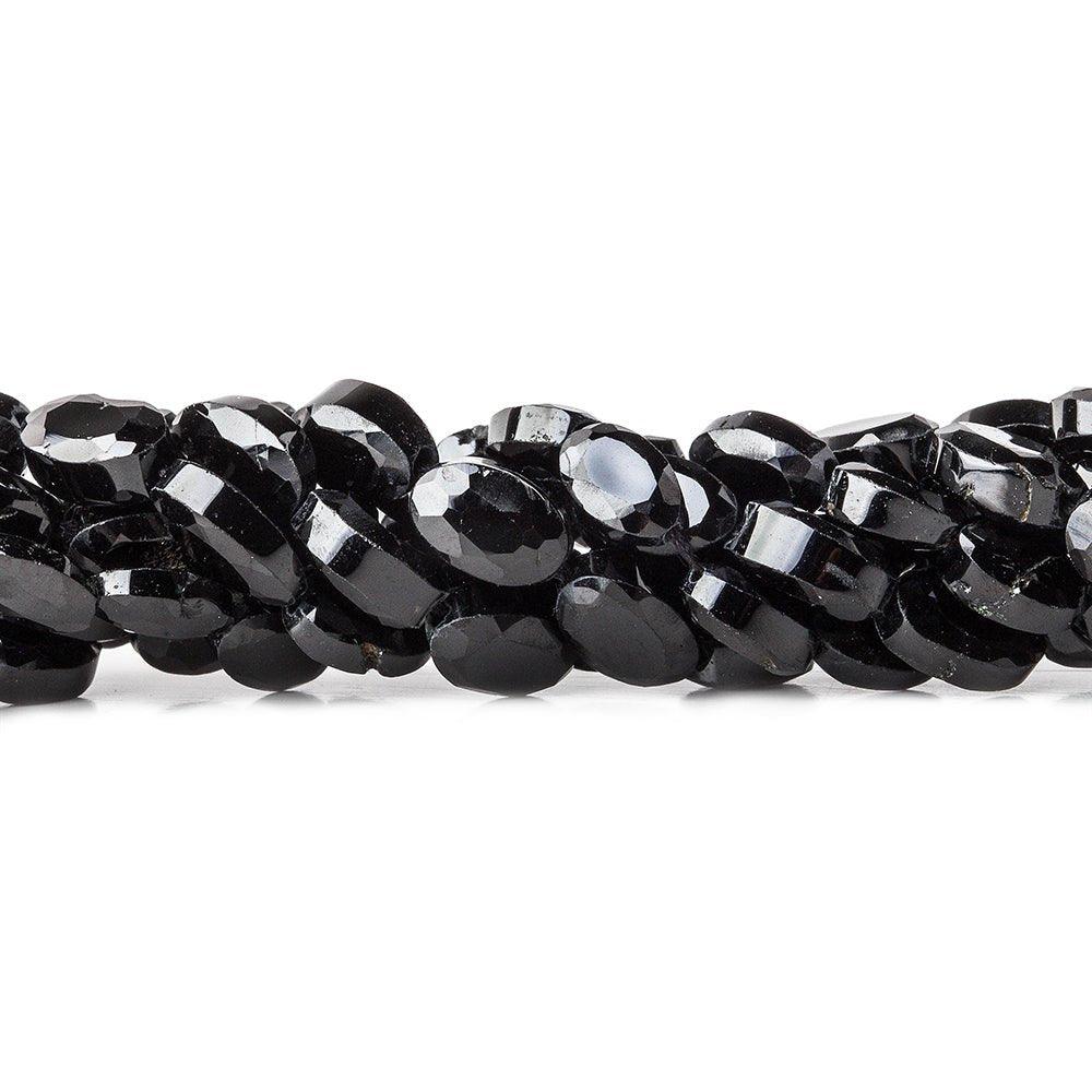 Black Spinel Faceted Oval Beads, 14.5 inch