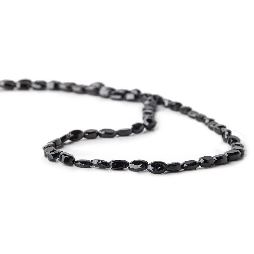 Black Spinel Faceted Oval Beads, 14.5 inch