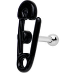 16G 1/4 Black PVD Open Safety Pin Tragus Cartilage Earring