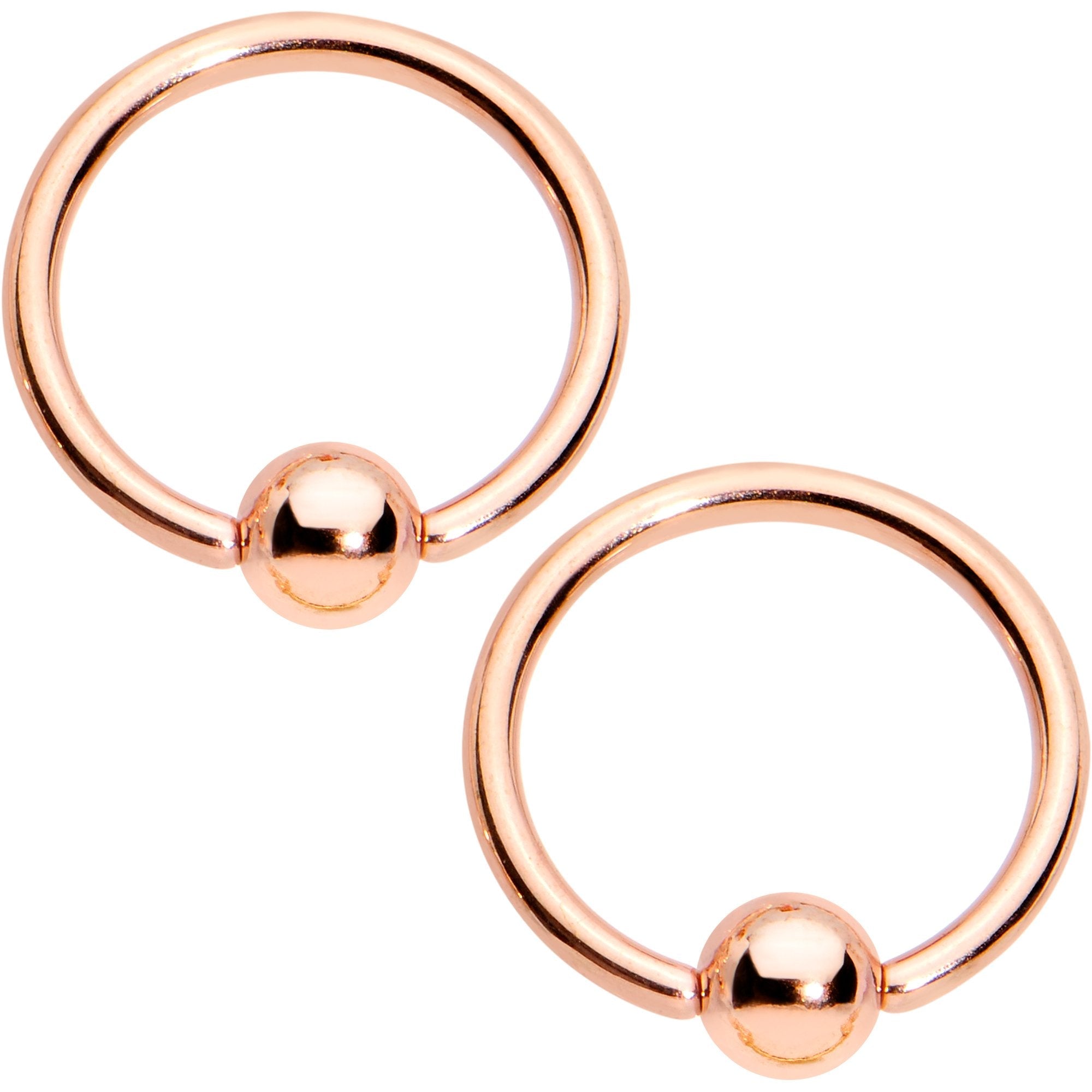 14G Clear CZ Gem Rose Gold Tone Flair BCR Barbell Nipple Ring Set