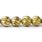 10mm Brass Shiny Wave Stardust Rounds 8 inch 20 beads