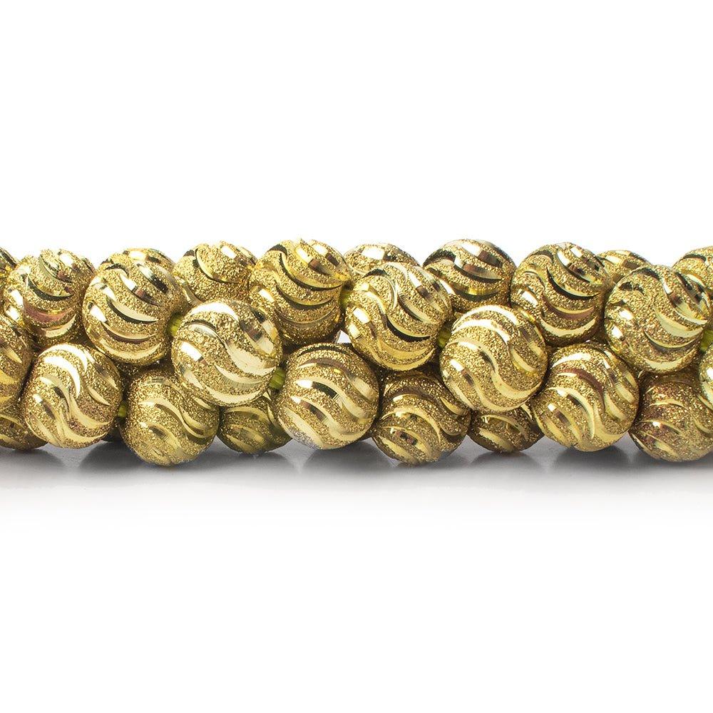 10mm Brass Shiny Wave Stardust Rounds 8 inch 20 beads
