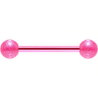 Pink Color PVD Sandblasted Barbell Tongue Ring