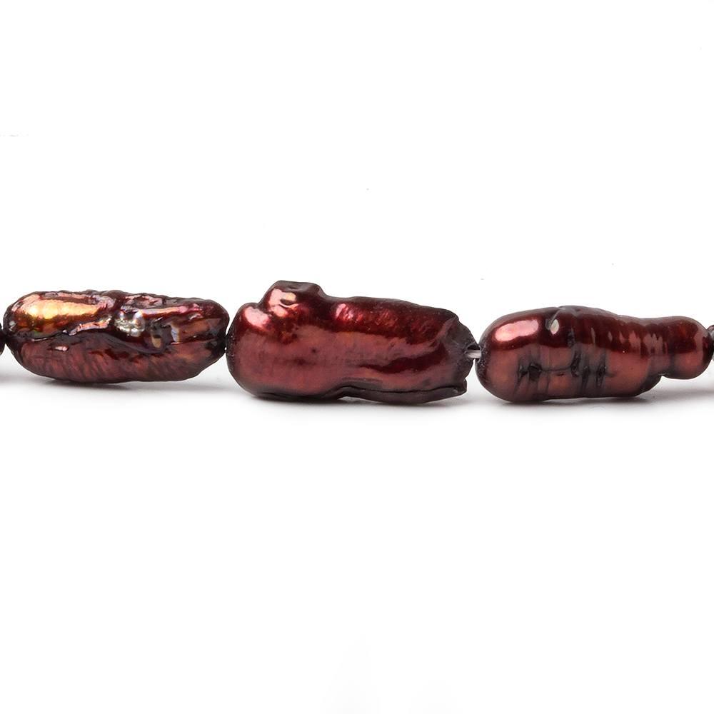 Burgandy Straight Drill Biwa Pearl Beads 12 inch 15 beads 6x20mm