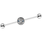 14G Black White Leopard Eyes Industrial Barbell 37mm