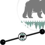 14G Winter Polar Bear in Woods Black Industrial Barbell 37mm