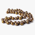 Chocolate Brown Top Drilled Ringed Baroque Pearls 15 inch 9x10-9x11mm 60 beads