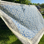 Wild Indigo Bloom – Hand Block Print Cotton Scarf, Oversized Boho Wrap & Lightweight Sarong