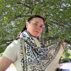 Wild Indigo Bloom – Hand Block Print Cotton Scarf, Oversized Boho Wrap & Lightweight Sarong