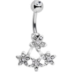 Clear Gem Field of Flowers Dangle Belly Ring