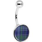 Holiday Blue Green Plaid Belly Ring