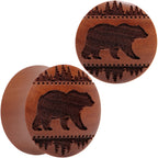 Organic Sawo Wood Holiday Bear in the Woods Saddle Plug Set Sizes 8mm to 25mm