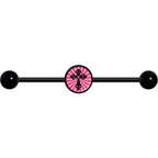 14G Pink Black Radiant Cross Black Industrial Barbell 37mm
