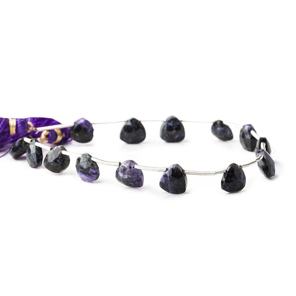Dark Charoite Beads Top Drilled Faceted 8mm Heart Beads,