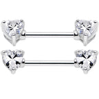 14G 9/16 Multi Color Heart Gem Barbell Nipple Ring Pack Set of 6
