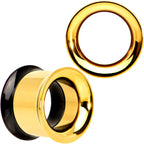 Gold PVD Black Two Tone Screw Fit Tunnel Plug Set 3mm to 16mm