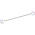 14G White 5mm Synthetic Opal Ball Industrial Barbell 32mm