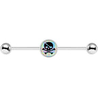14G Pink Green Plaid Heart Skull Industrial Barbell 37mm