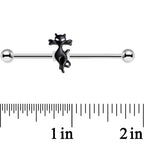 14G Stainless Steel Lucky Black Cat Industrial Barbell 38mm