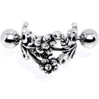 16G 1/2 Clear Gem Double Daisy Flower Cuff Cartilage Earring
