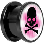 Pink Black Skull Black Anodized Screw Fit Plug Set 9/16