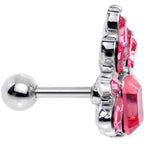 16G 1/4 Pink Gem Flower Tiara Amulet Cartilage Tragus Earring