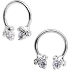 16G Clear CZ Gem Flower Horseshoe BCR Captive Ring Set of 4