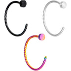 20G 3/8 Rainbow Pack Set of 3 Twisted Nose Hoop Rings