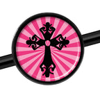 14G Pink Black Radiant Cross Black Industrial Barbell 37mm