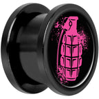 Pink Grenade Black Anodized Screw Fit Plug Set 9/16