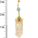 Yellow Blue Red Orb Gold Plated Fancy Fan Chandelier Dangle Belly Ring