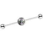 14G Black White Tiger Eyes Industrial Barbell 37mm