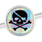 14G Pink Green Plaid Heart Skull Industrial Barbell 37mm