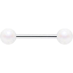 Matte Iridescent White 6mm Acrylic Ball Barbell Tongue Ring