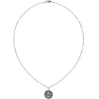 Custom Black Mandala Personalized Name Silver Plated Chain Necklace