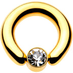 4G 9/16 Clear Gem 7mm Disc Gold IP BCR Captive Ring