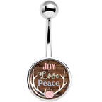 Joy Love Peace Antlers Black Belly Ring