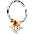 18G Gold Tone Clear Gem Drop Annealed Seamless Circular Ring
