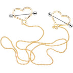 Gold Tone Heart to Heart Dangle Nipple Chain