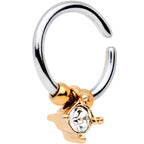16G Gold Tone Clear Gem Drop Annealed Seamless Circular Ring