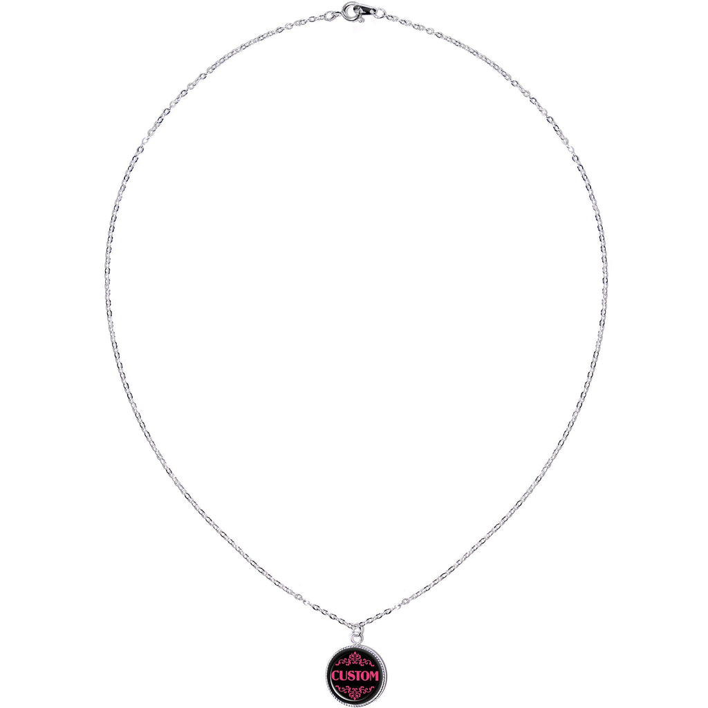 Custom Pink Personalized Name Silver Plated Chain Necklace