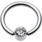12G 1/2 Clear Gem 5mm Disc BCR Captive Ring