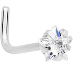 20G 1/4 Clear Star 3mm CZ Gem Steel L-Shape Nose Ring